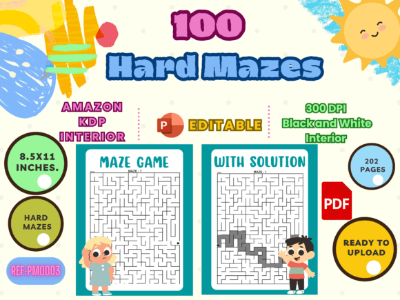 100 Hard Mazes for Amazon KDP: Hard Maze Puzzle Book