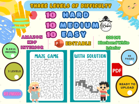 30 Mazes for KDP: Hard, Medium, and Easy Puzzles for Your Low Content Business