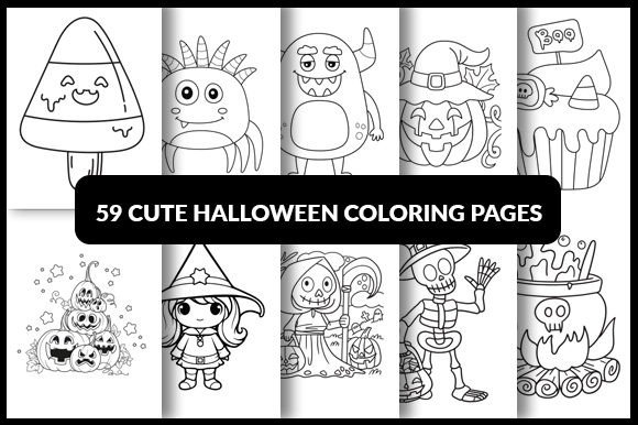 59 Cute Halloween Coloring Pages: A Ready-to-Use Creative Resource for Publishers, Educators, and Hobbyists