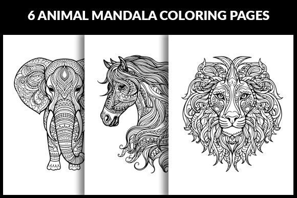 6 Animal Mandala Coloring Pages