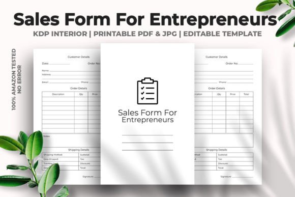 Sales Form for Entrepreneurs Kdp Interio