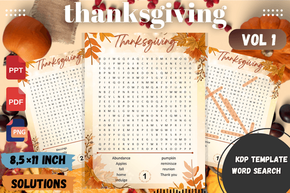Thanksgiving Word Search Vol 1: Premium KDP Design Asset